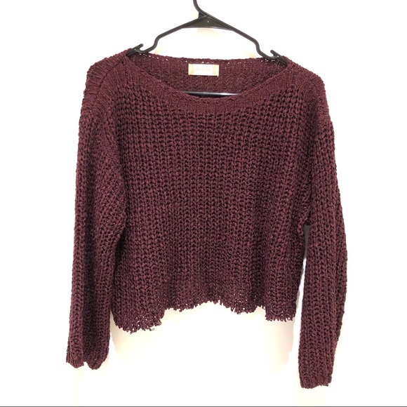Altar'd State Sweaters - Altar'd State Burgundy Cut Off Cropped Sweater S